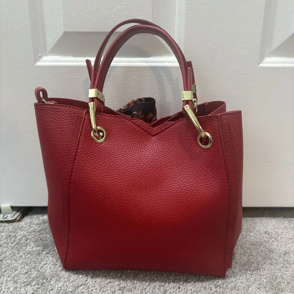 Steve Madden Red Small Crossbody Satchel Bkarta Tote With Scarf